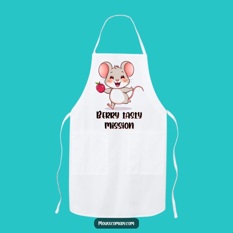 Funny Cheerful Mouse Apron - Berry Fun in the Kitchen, Humorous Gift
