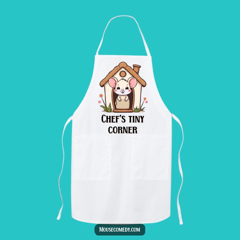 Funny Homebody Mouse Apron - Cute Peeking Kitchen Gift