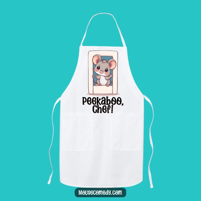 Funny Curious Mouse Apron - Kitchen Peeking Critter Wear, Hilarious Funny Gift