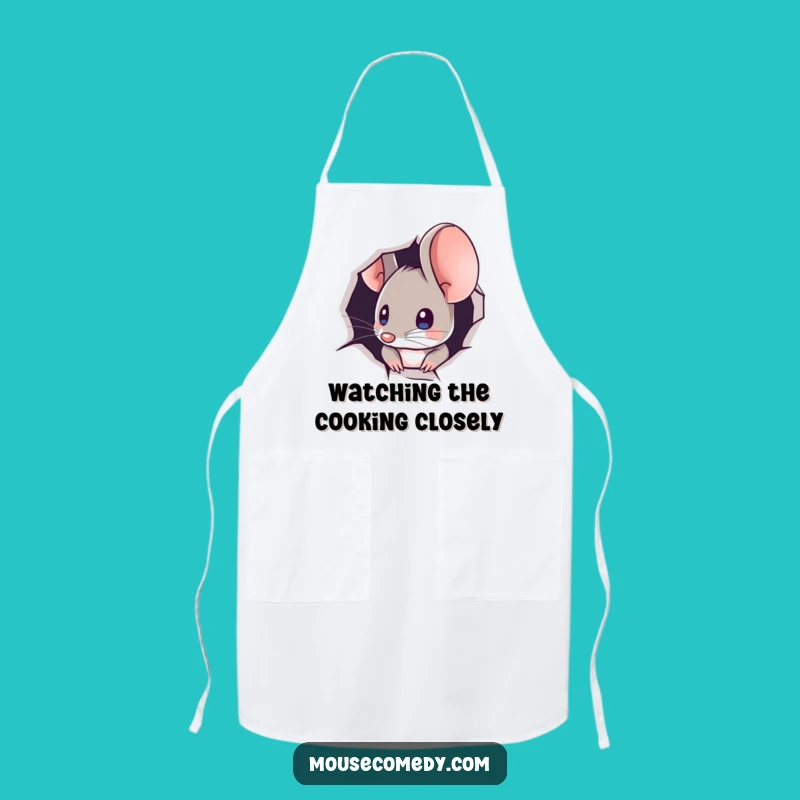 Funny Mouse Peeking Apron - Cook with Subtle Curiosity