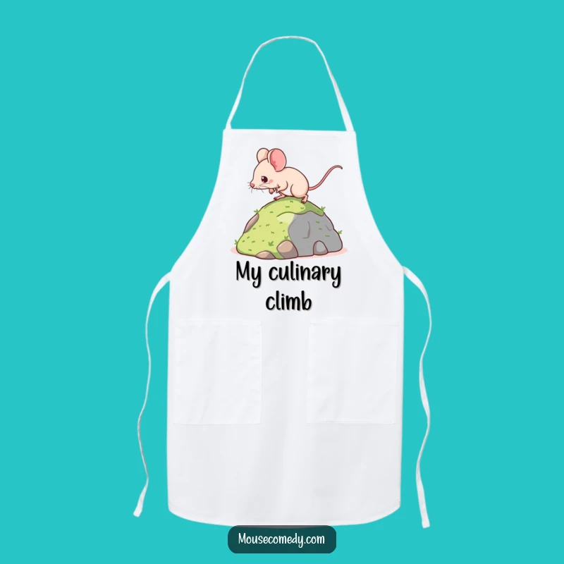 Funny Kawaii Mouse Apron: Determined Cook's Climb - Cute Kitchen Gift!