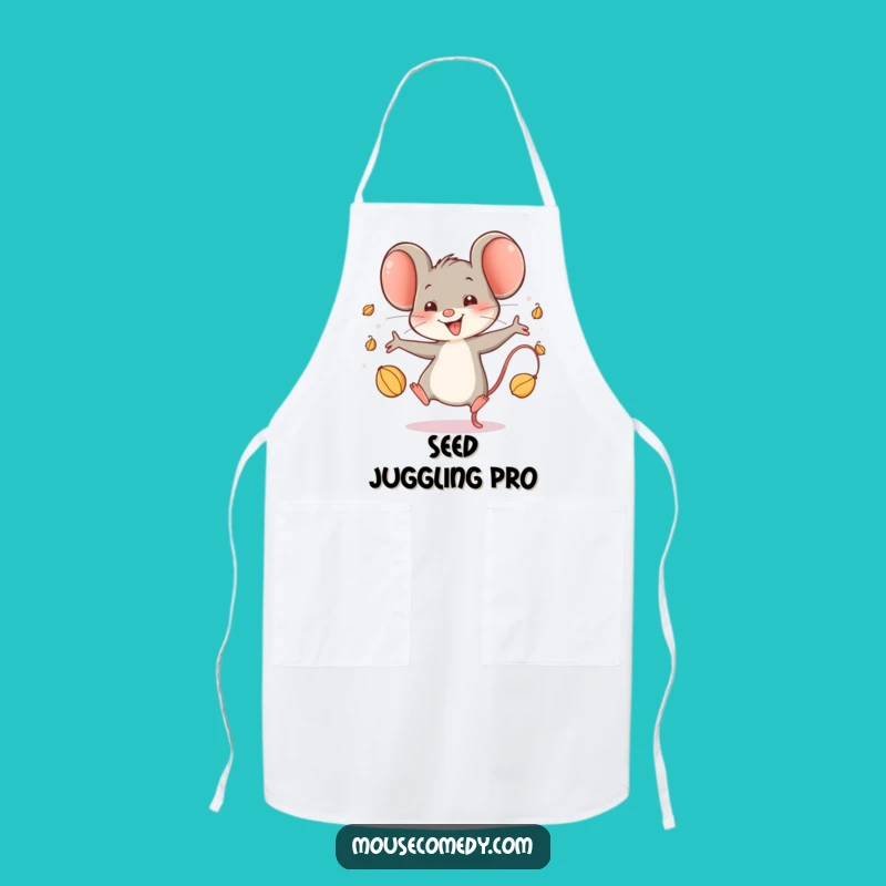 Funny Happy Mouse Apron: Culinary Glee in Seed Juggling, Hilarious Funny Gift