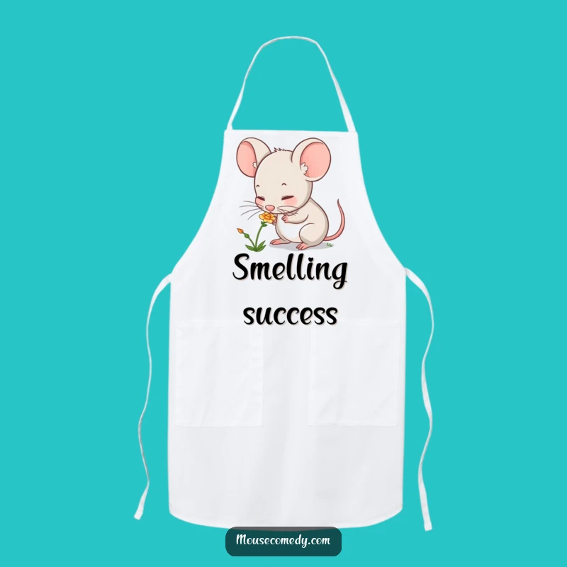 Funny Mouse Sniffing Flower Apron: Cute Kitchen Accessory, Perfect Funny Gift for Cooks