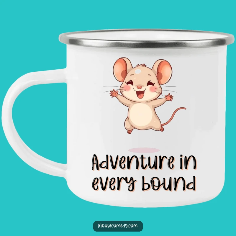 Funny Tiny Mouse Leaping Camping Mug - Adventure Fueled by Joy