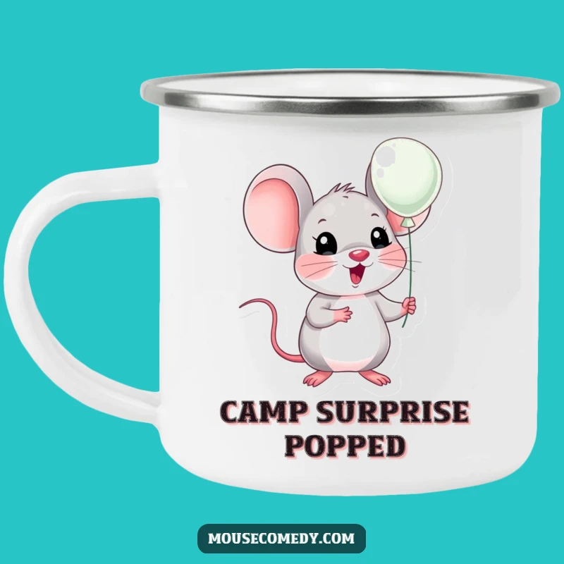 Funny Kawaii Mouse Surprise Balloon Camping Mug: Exaggerated Joy Anywhere Funny Gift!