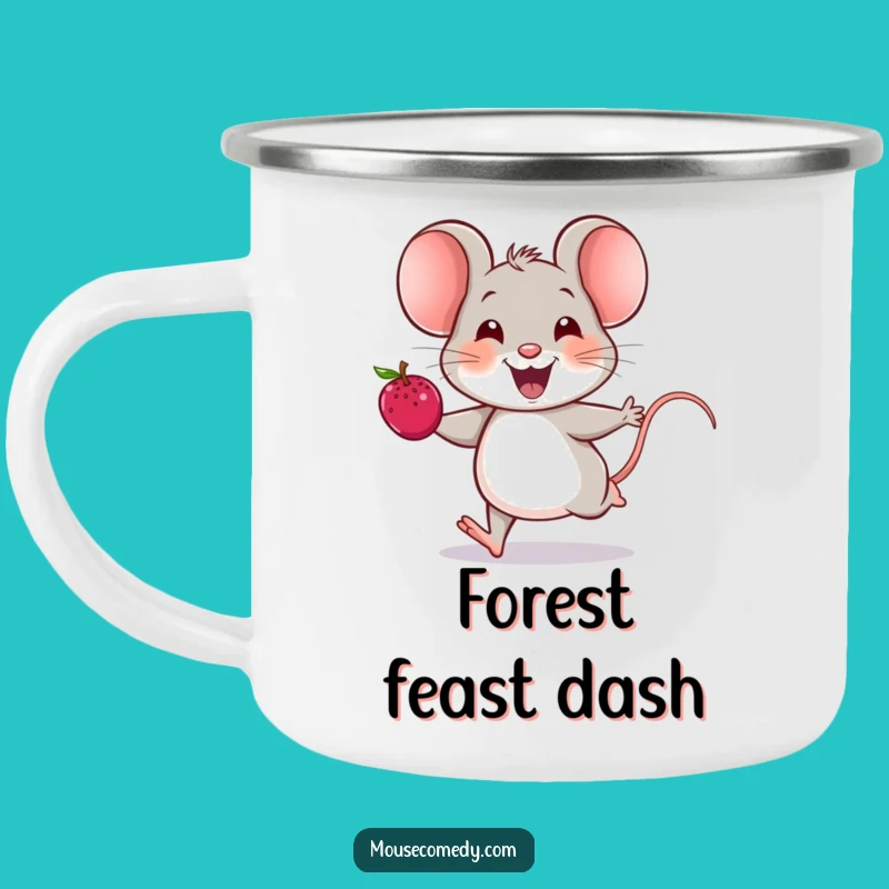 Funny Cheerful Mouse Camping Mug - Berry Adventure, Humorous Drinkware