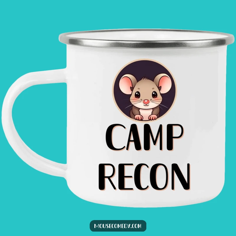 Funny Curious Mouse Camping Mug - Peek-a-Boo Adventure, Humorous Drinkware