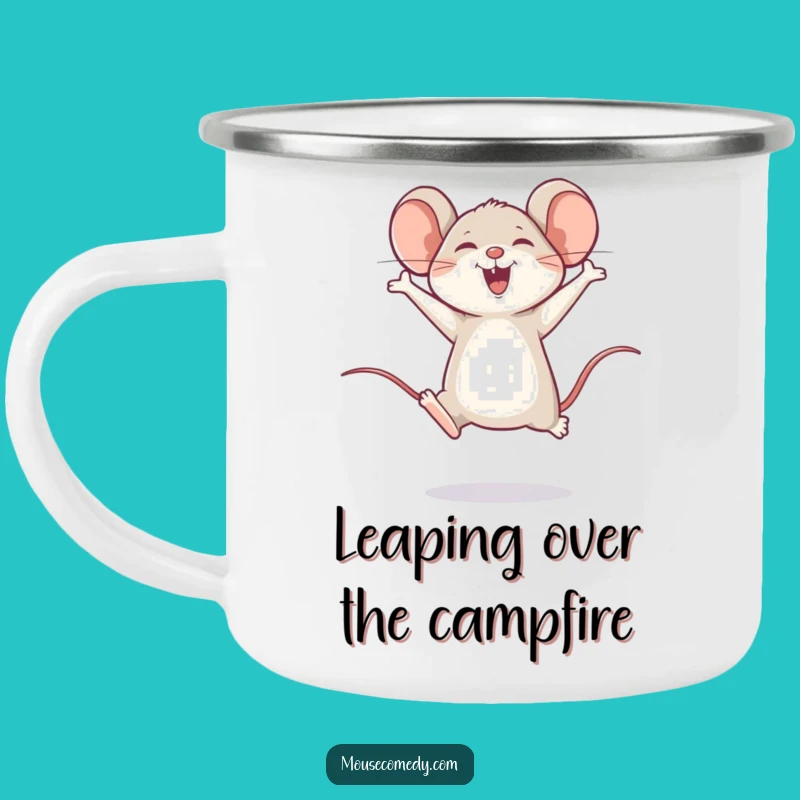 Funny Happy Mouse Leap Camping Mug: Joyful Adventures
