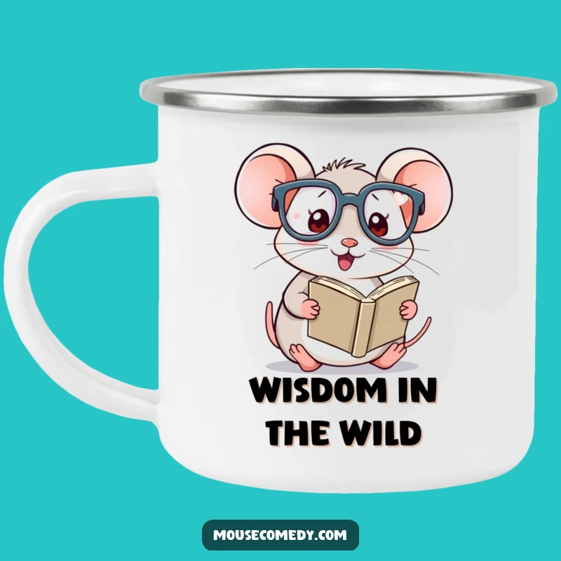 Funny Kawaii Mouse Reading Camp Mug - Durable and Hilarious Outdoor Companion