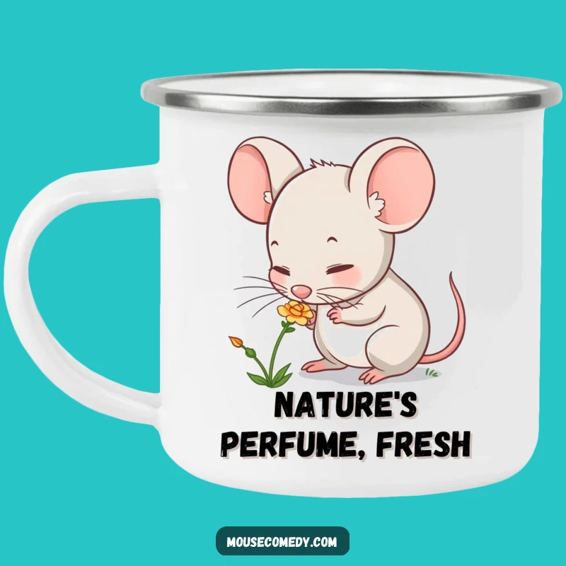 Funny Mouse Sniffing Flower Camping Mug: Durable Cute Mug, Perfect Funny Gift for Outdoors