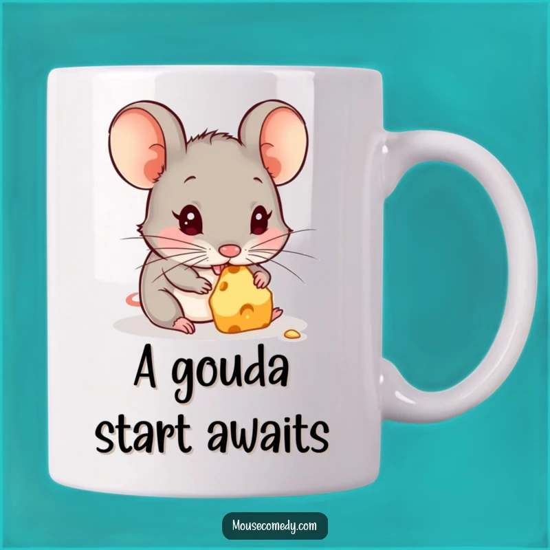 Funny Cheese Lover Mouse Mug - Adorable Nibbling Rodent Gift Idea