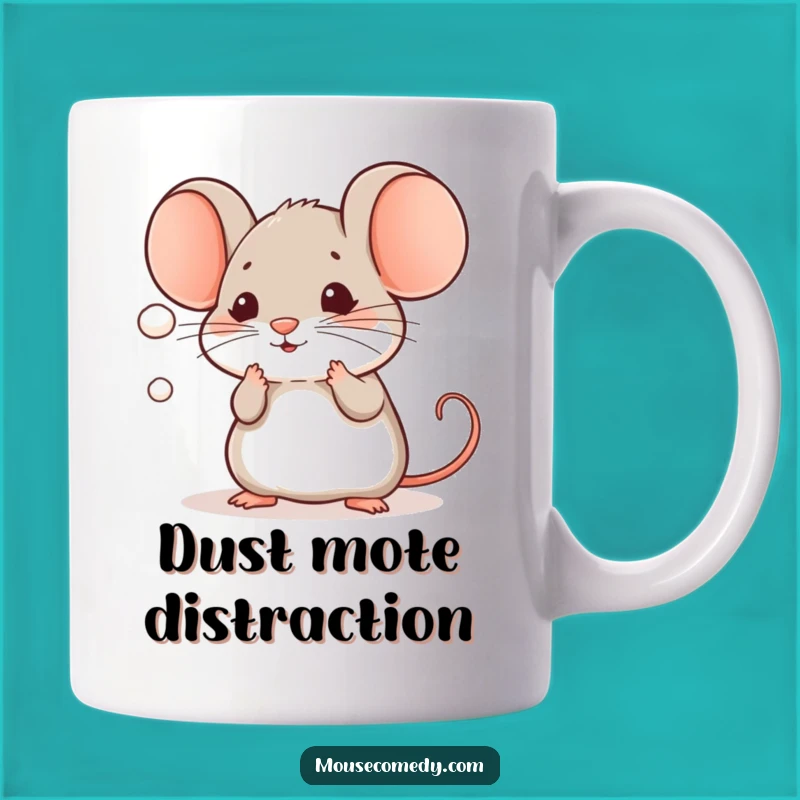 Funny Kawaii Mouse Mug: Dust Mote Play, Whimsical Humorous Gift Idea