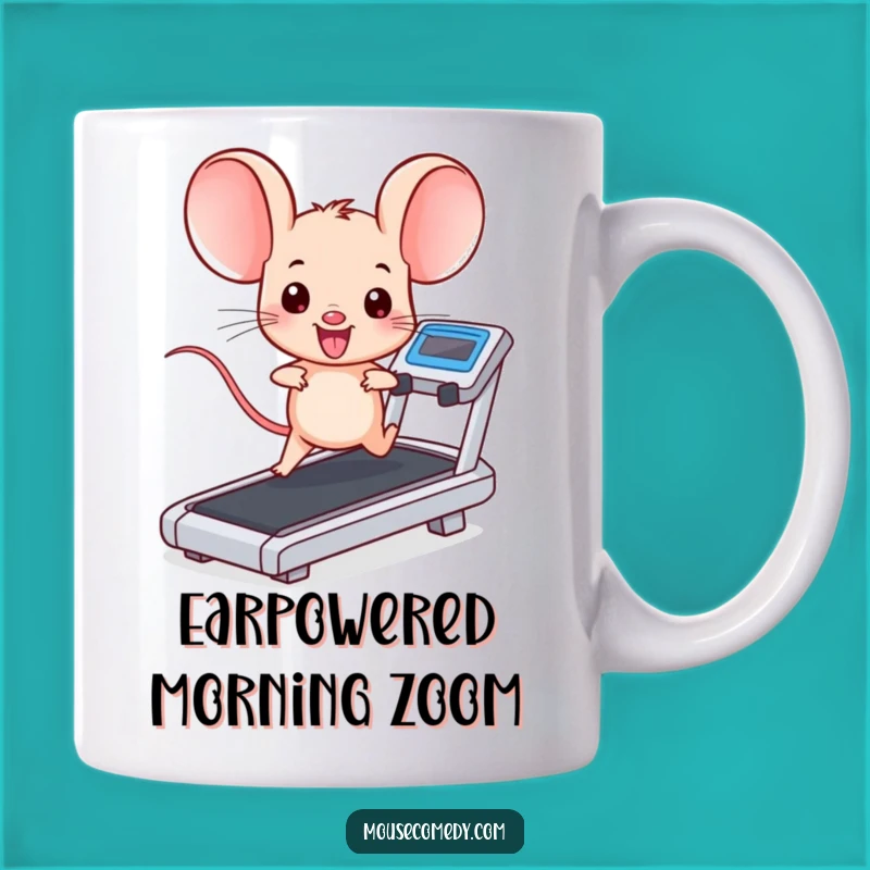 Funny Kawaii Mouse Treadmill Mug: Big Ears, Big Strides Funny Gift!