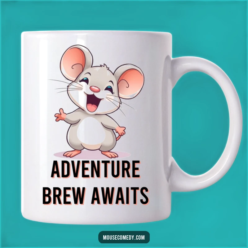 Funny Excited Mouse Mug: Adventure Awaits with This Amusing Gift