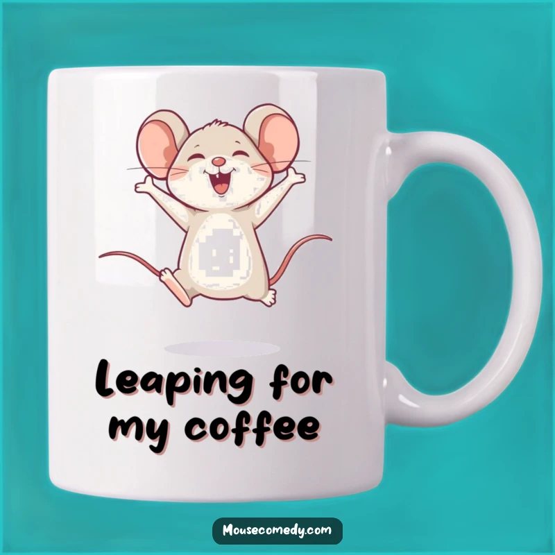 Funny Happy Mouse Leap Mug: Joyful Gift for Animal Lovers