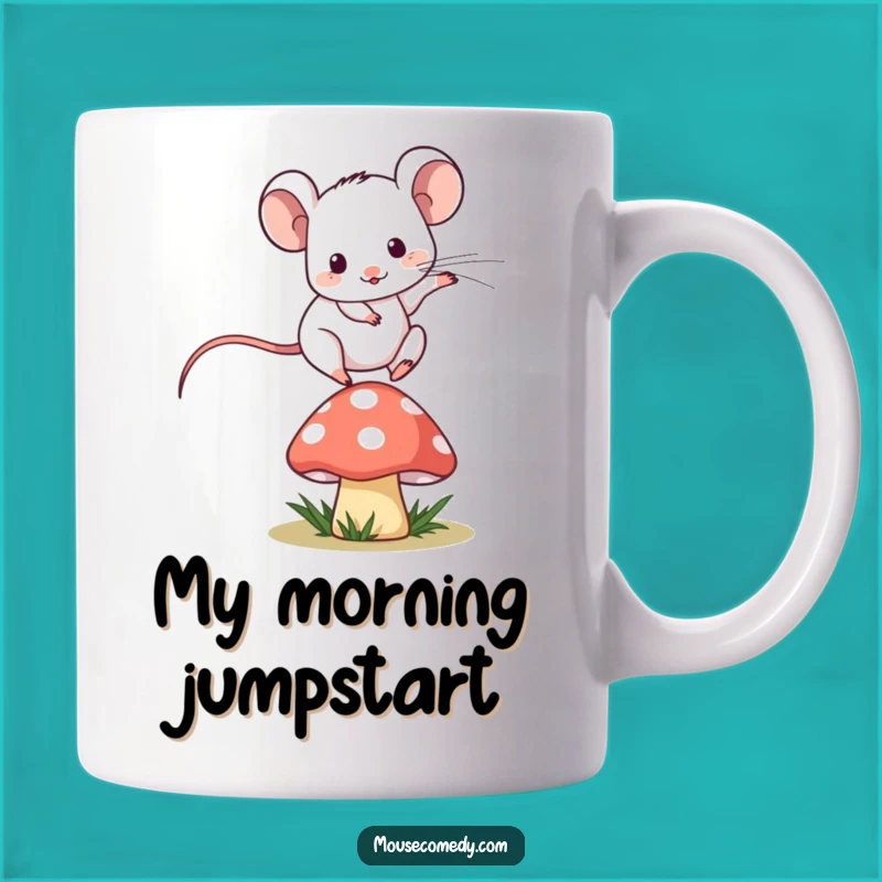 Funny Kawaii Mouse Mug - Mushroom Leap, Playful Adventure, Perfect Gift