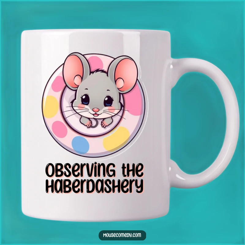 Funny Mouse Button Mug: Curious Peeker - Quirky Gift!