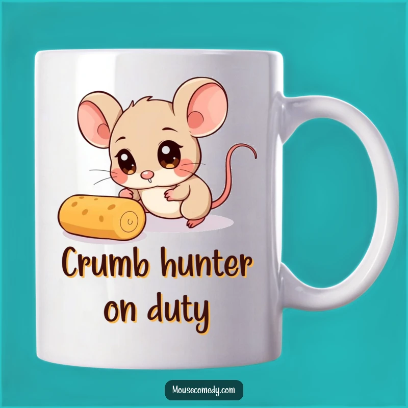 Funny Mouse Chasing Crumb Mug: Wide-Eyed Delight, A Perfect Hilarious Gift