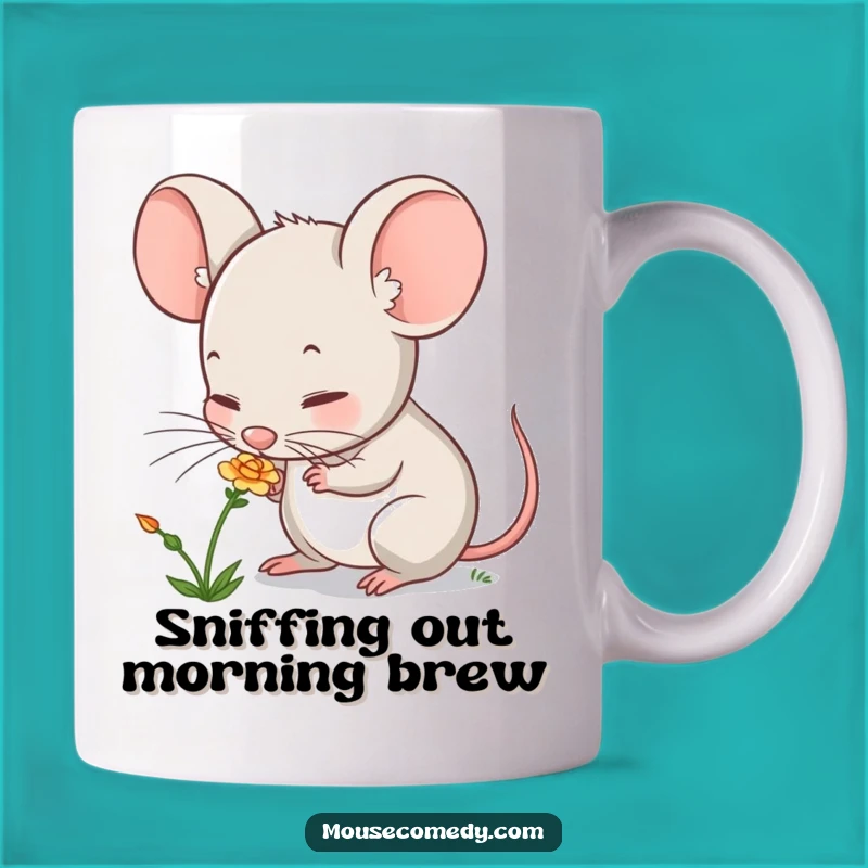 Funny Mouse Sniffing Flower Mug: Adorable Cute Animal Design, Perfect Funny Gift for Nature Lovers