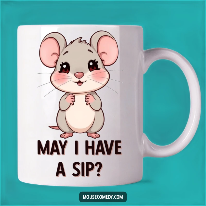 Funny Shy Mouse Mug: A Sweet, Expectant Look for a Gift