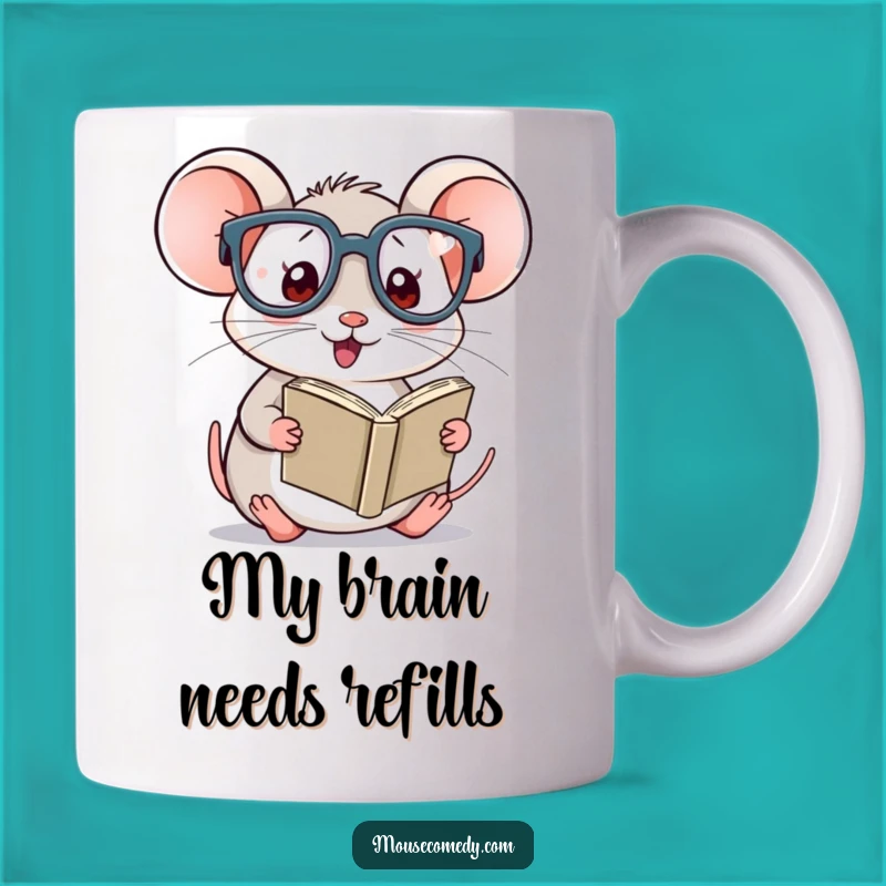 Funny Kawaii Mouse Reading Gift Mug - Adorable Glasses-Wearing Bookworm