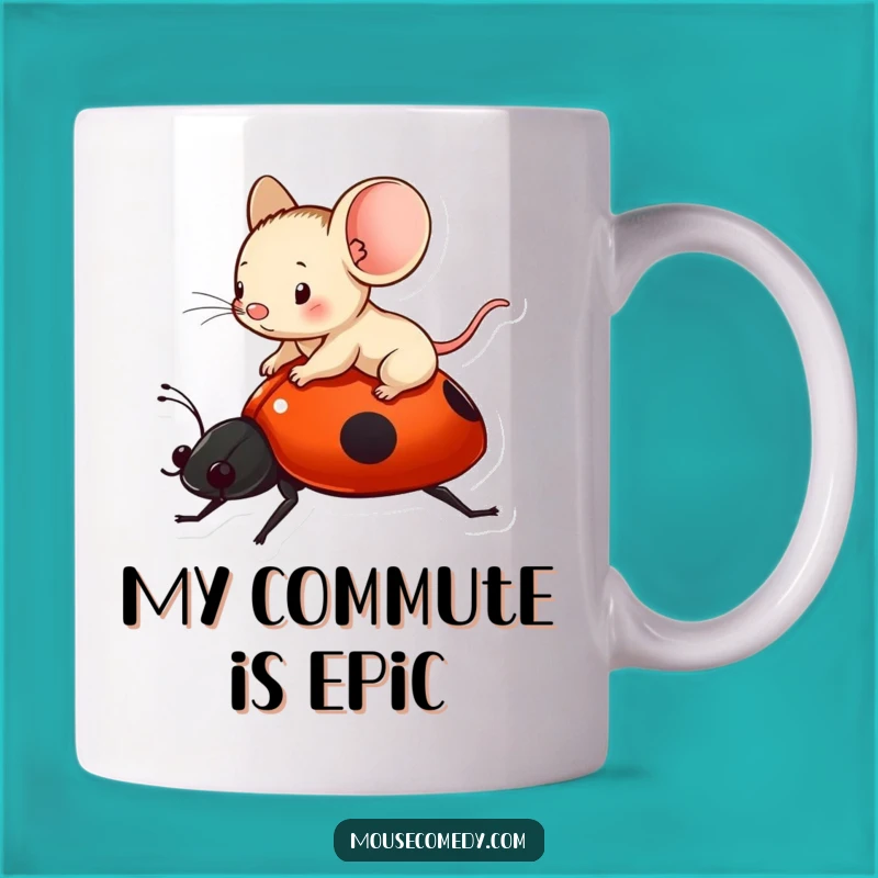 Funny Tiny Mouse Riding Ladybug Mug: Whimsical Adventure Gift Idea