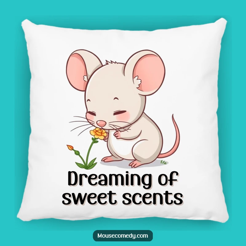 Funny Mouse Sniffing Flower Pillow: Cute Accent Pillow, Perfect Funny Gift for Cozy Spaces