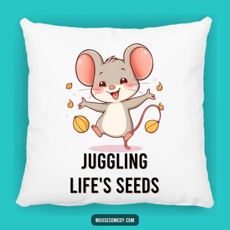 Funny Happy Mouse Pillow: Cozy Glee and Seed Juggling Comfort, Cute Funny Gift