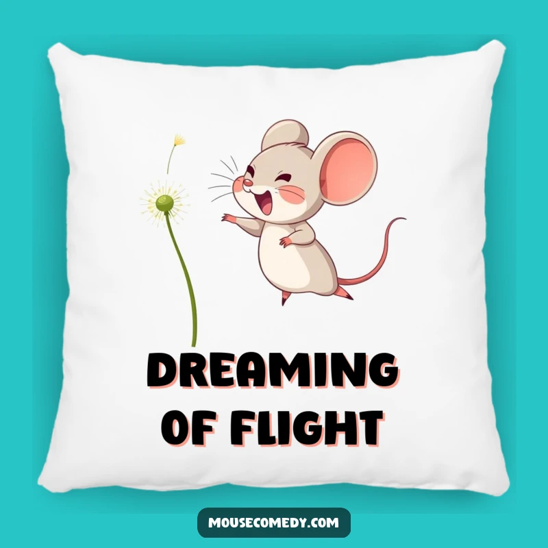 Funny Joyful Leap Pillow - Mouse Dandelion Comfort Gift