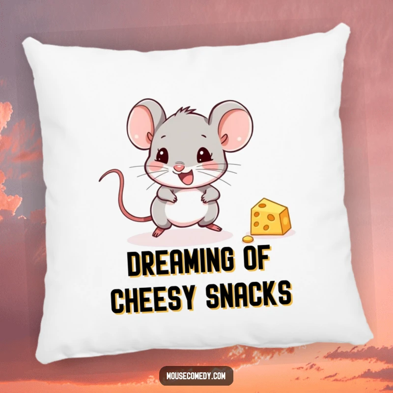 Funny Mouse Pillow: A cute mouse gleefully chases cheese, a soft and humorous accent for any seating area.