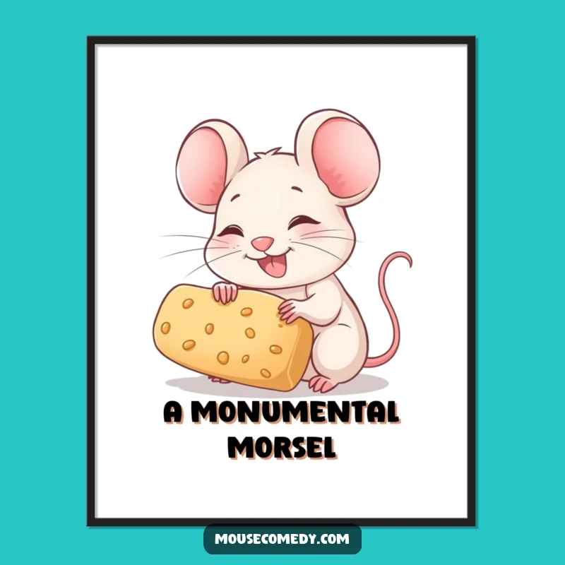 Funny Mouse Digital Print: Joyful Crumb Holder Art Gift