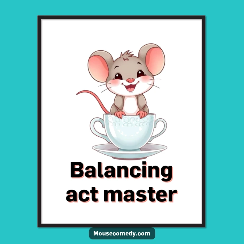 Funny Mouse Teacup Digital Art: Decorate Walls with a Cheerful Grin and Whimsical Vibe