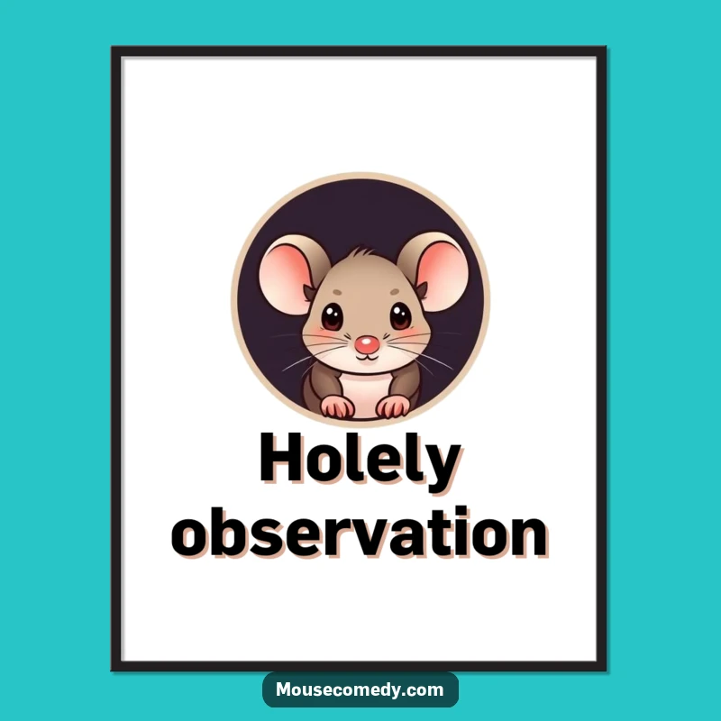 Funny Curious Mouse Digital Art - Peek-a-Boo Wall Decor, Humorous Gift