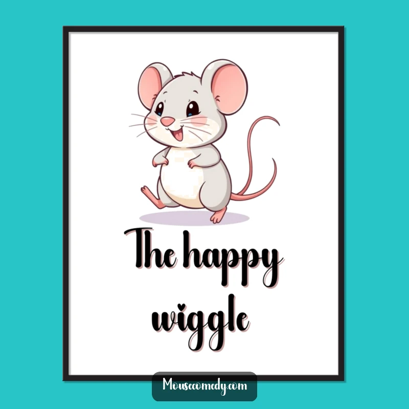 Funny Happy Mouse Digital Art - Hopping Joy, Wagging Tail Decor