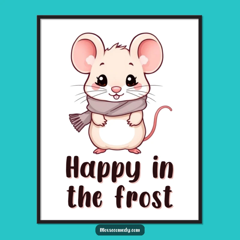 Funny Kawaii Mouse Digital Art - Printable Winter Cheer, Hilarious Decor