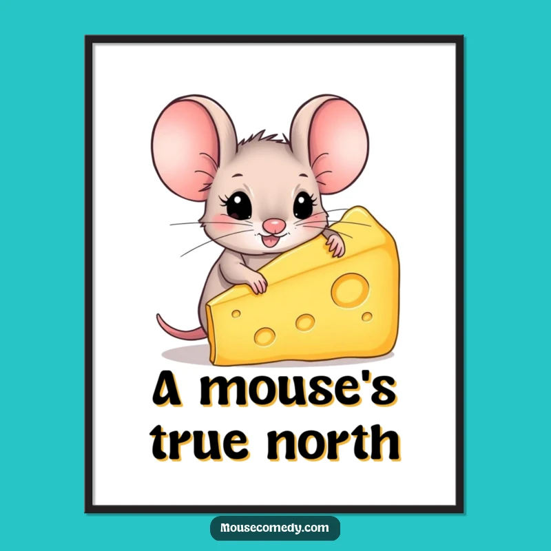 Funny Mouse Cheese Digital Art: Whimsical Wall Decor, Perfect Funny Gift