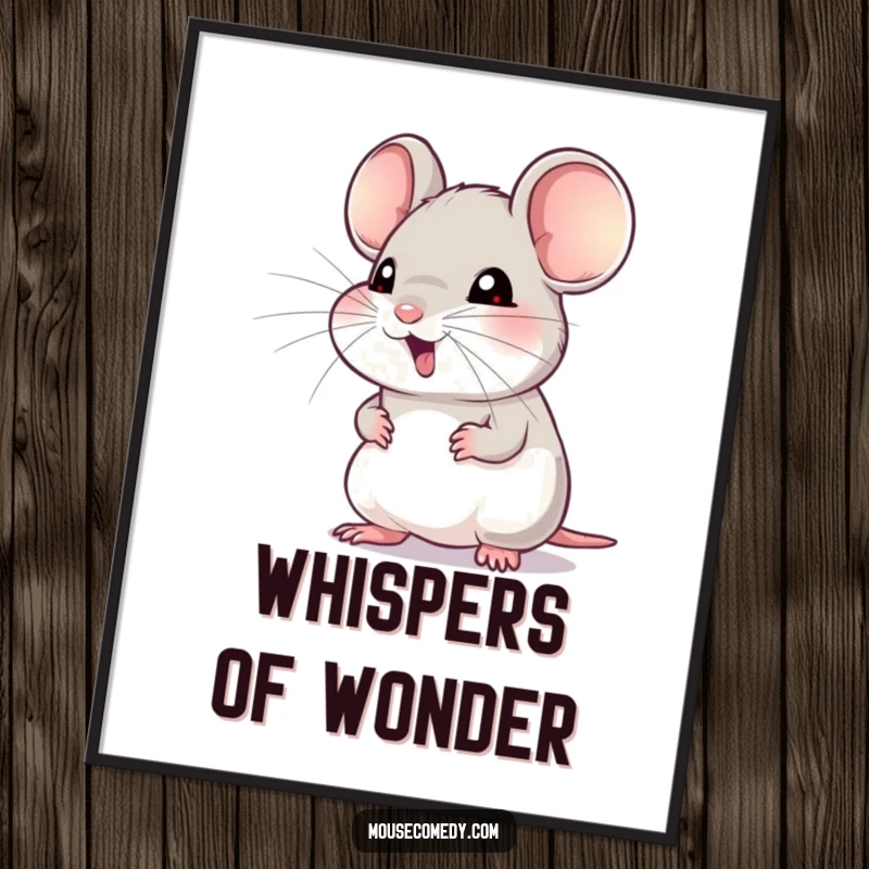 Funny digital art of a mouse with its whiskers twitching eagerly, focused on an unheard sound, creating an atmosphere of anticipation.