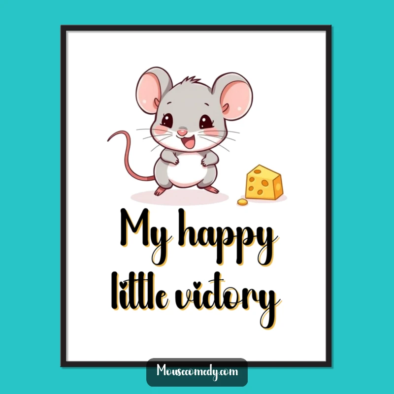 Funny Mouse Digital Print: Adorable Cheese Chaser Art Gift
