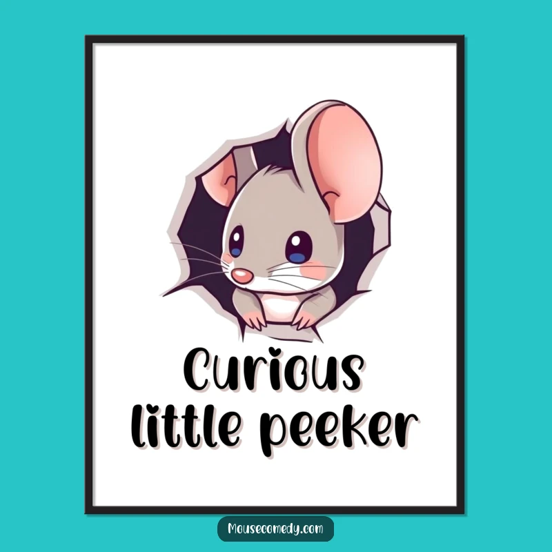Funny Mouse Peeking Digital Art - Instant Curiosity for Your Walls