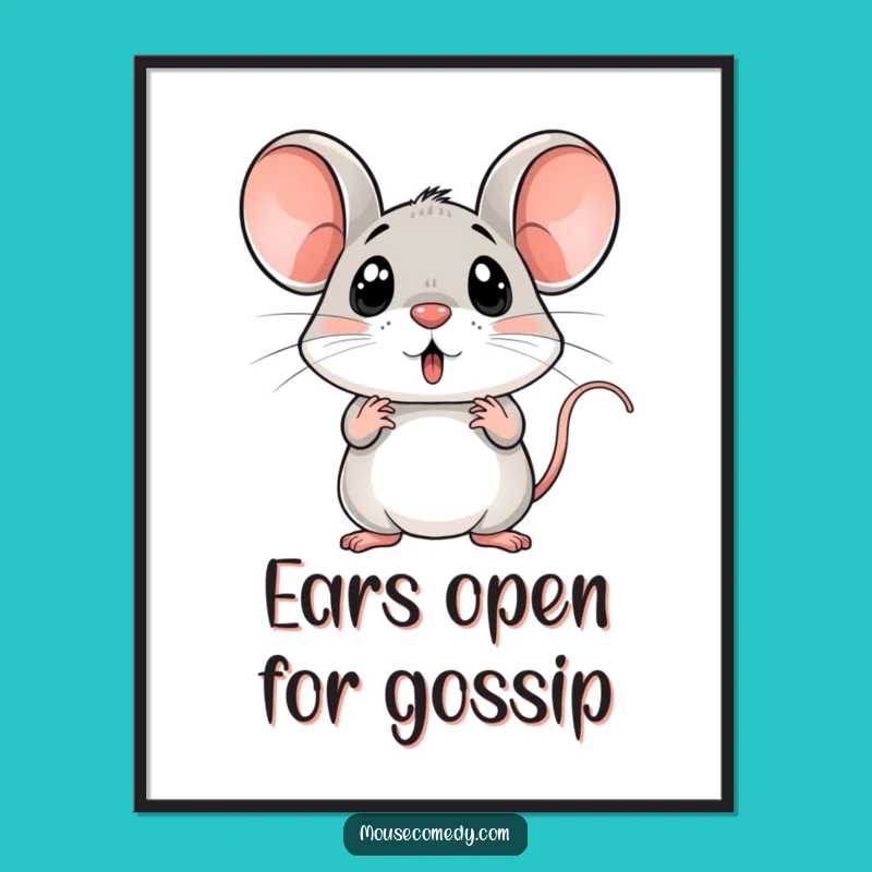 Funny Surprised Mouse Digital Art, Instant Hilarious Surprise for Your Walls