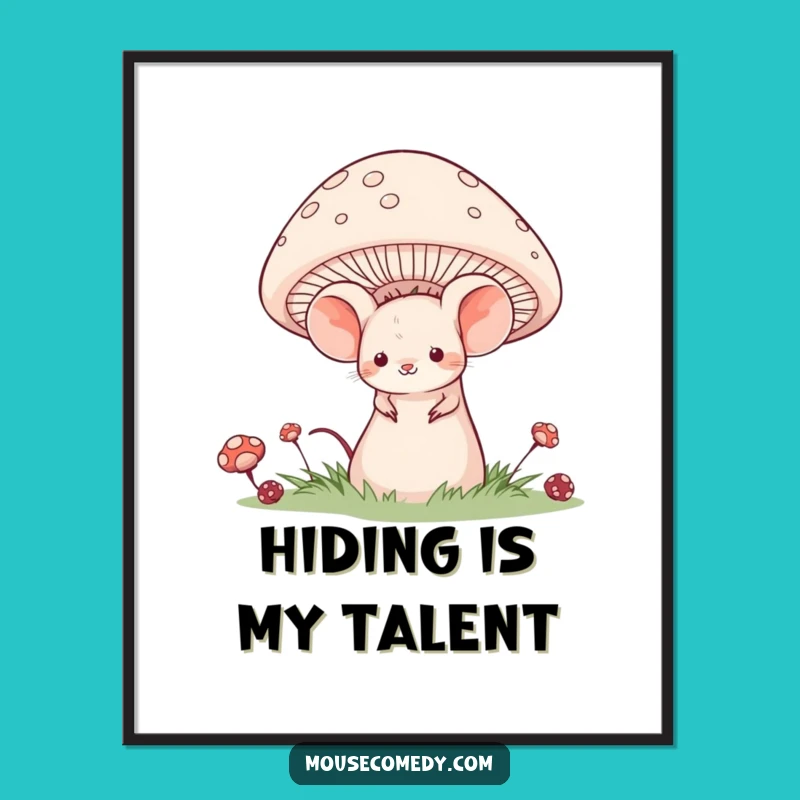 Funny Shy Mouse Digital Print: Whimsical Wall Art for Instant Charm