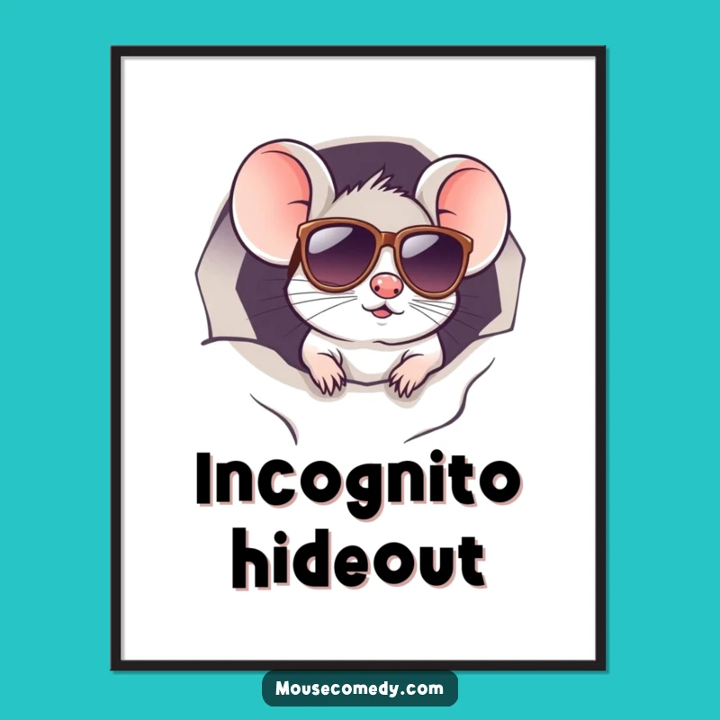 Funny Kawaii Mouse Sunglasses Digital Art: Cool Spy Art for Your Walls Funny Gift!