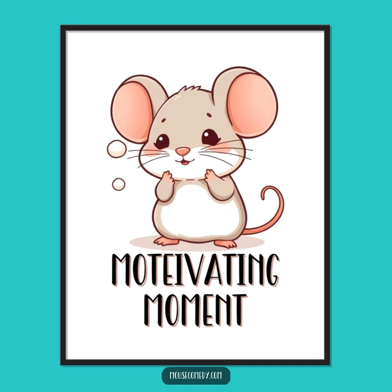 Funny Kawaii Mouse Digital Art: Dust Mote Play, Instant Humorous Decor