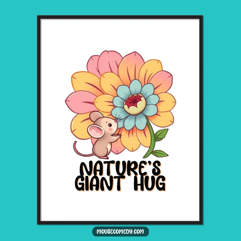 Funny Kawaii Mouse Digital Art: Bring Home Cute Flower Wonder