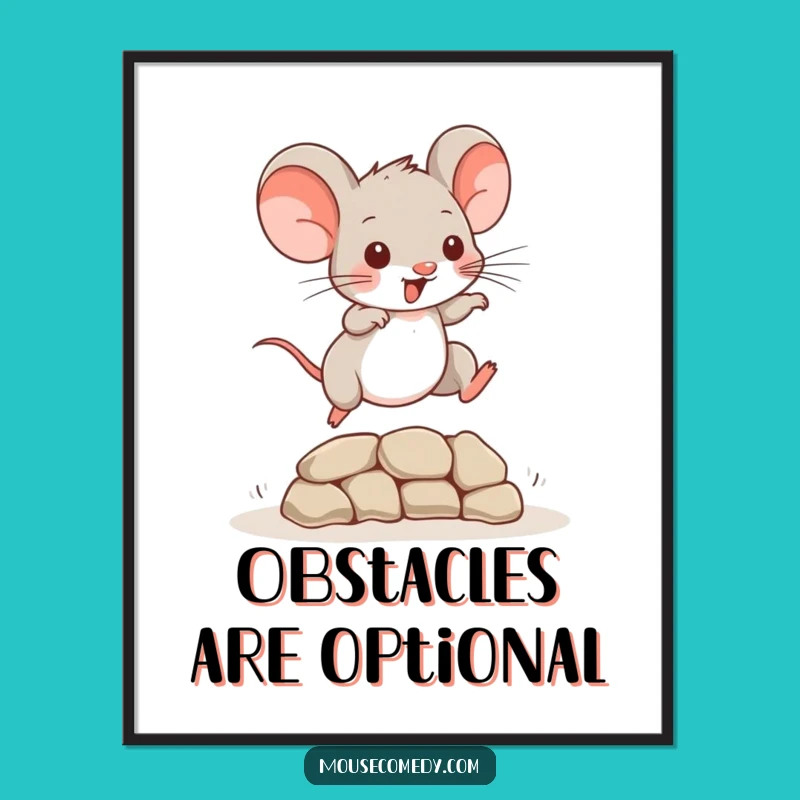 Funny Mouse Digital Print: Playful Leaper Art Gift
