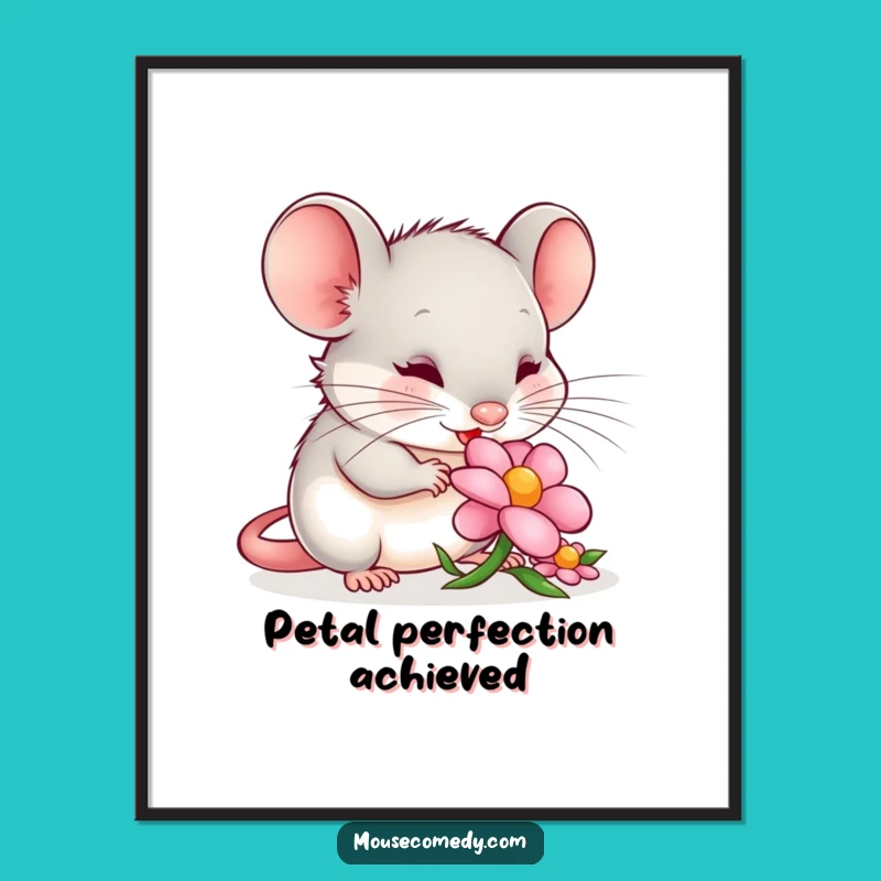 Funny Content Mouse Petal Digital Art: Instant Serenity for Your Walls, Beautiful Funny Gift!