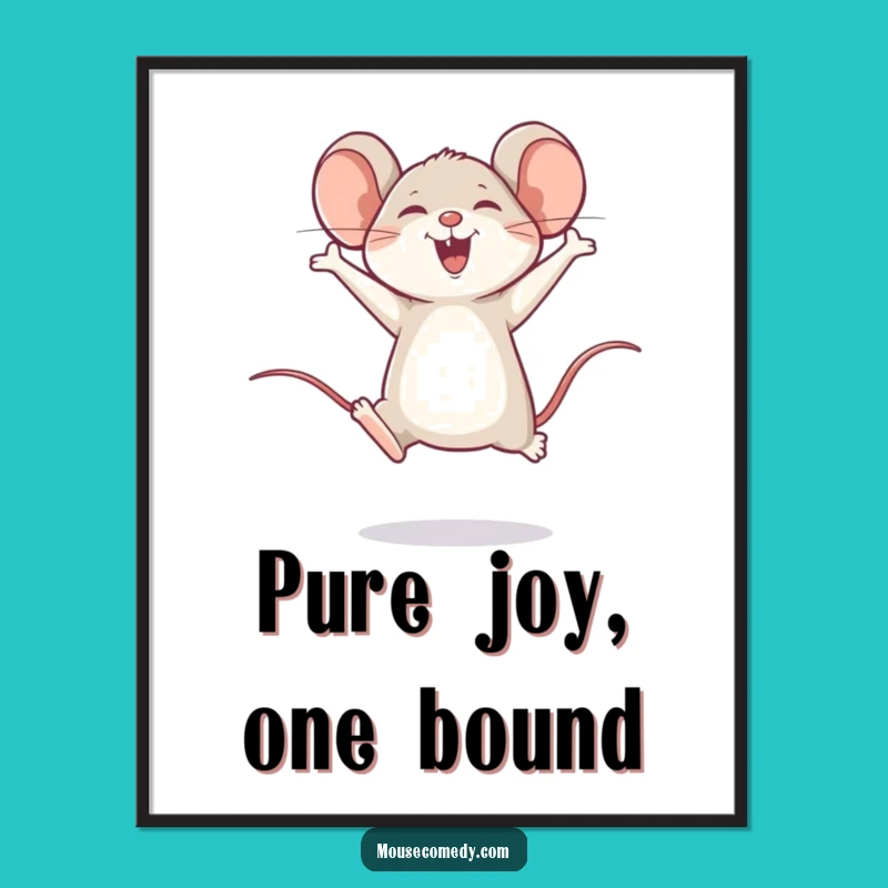 Funny Happy Mouse Leap Print: Joyful Decor