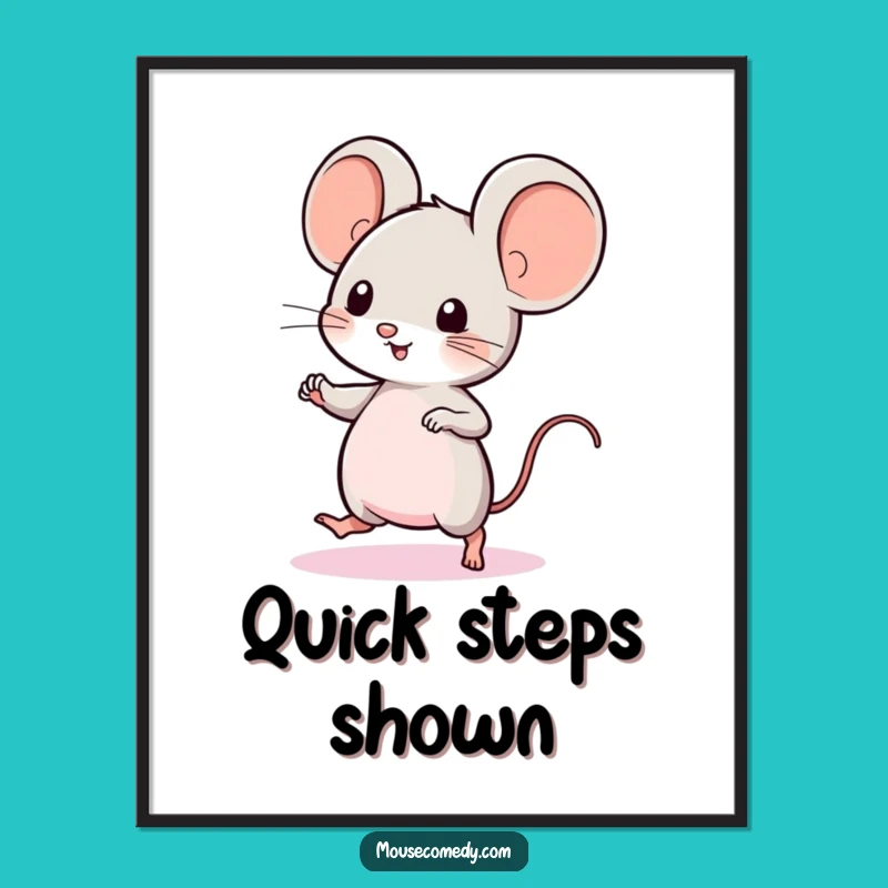 Funny Kawaii Mouse Dance Digital Art: Instant Joyful Decor