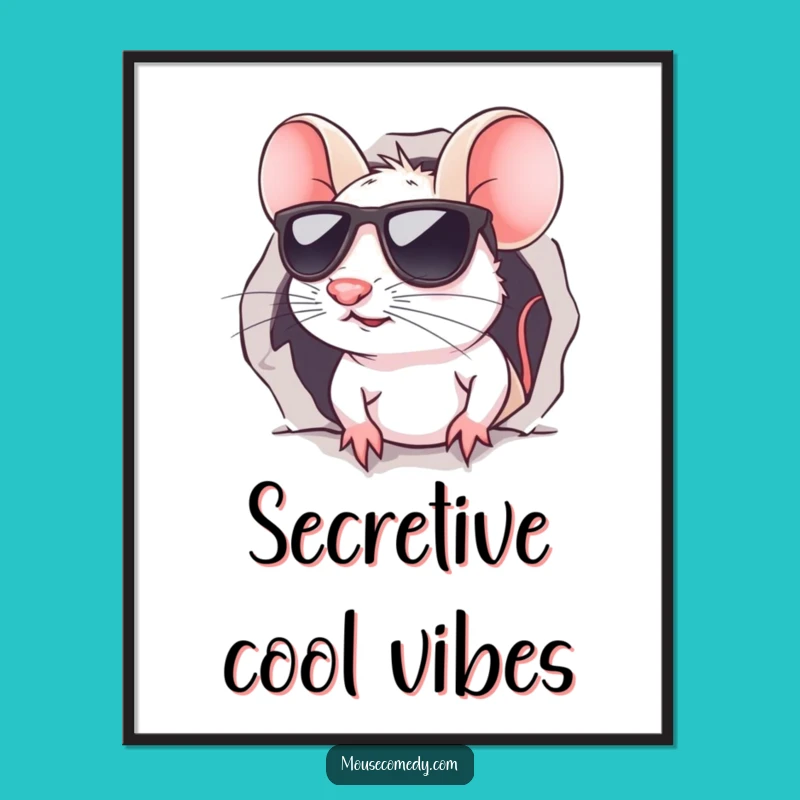 Funny Kawaii Mouse Sunglasses Digital Art: Instant Cool Download