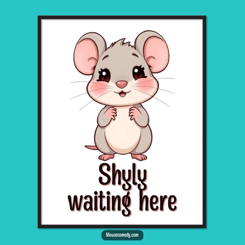 Funny Shy Mouse Digital Art: Gentle Wall Decor